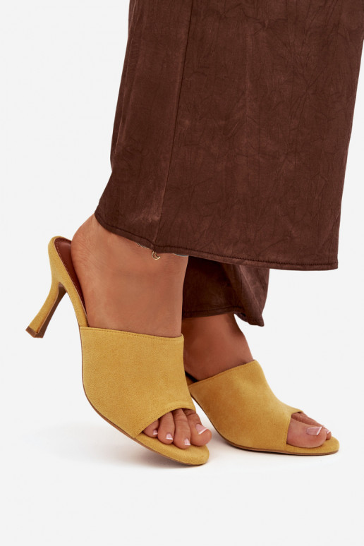 Women's Slip-On Shoes with Heel Made of Eco Suede Yellow Isolia