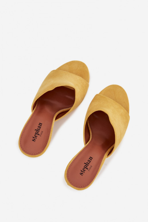 Women's Slip-On Shoes with Heel Made of Eco Suede Yellow Isolia