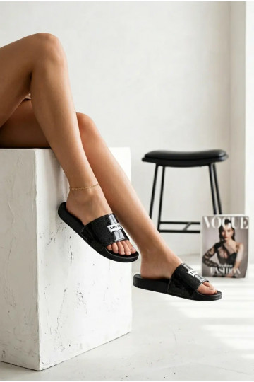 Klapki Młodzieżowe LEVI'S VPOL0251S-2693 CzarnewithBrokatem 2