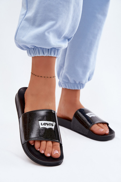 Youth Slippers LEVI'S VPOL0251S-2693 Black With Glitter