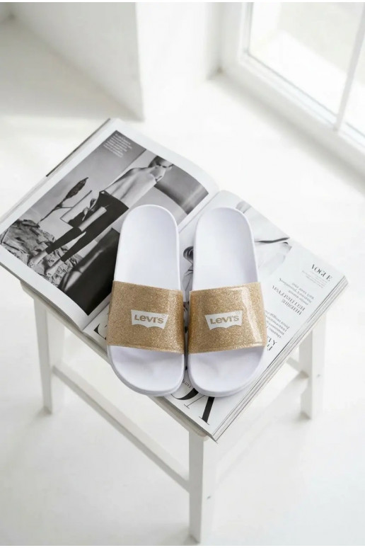 Klapki Młodzieżowe LEVI'S VPOL0251S-3923 ZłotewithBrokatem