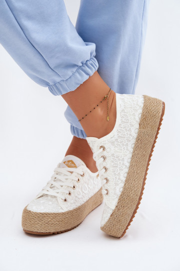Lace Sneakers Espadrilles Platform Lee Cooper LCW-26-31-4326 White 2