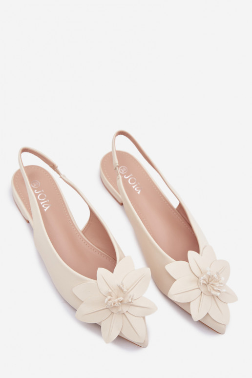 Women's Flat Heel Sandals With Decorative Flower Jasnobeżowe Telivette