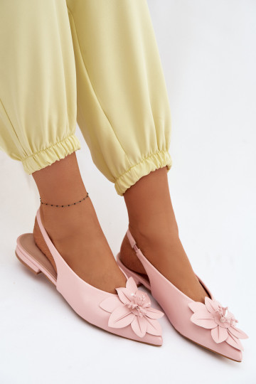 Women's Flat Heel Sandals With Decorative Flower Pink Telivette
