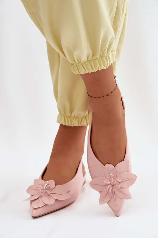 Sandały Damskie Na Płaskim ObcasiewithDekoracyjnym Kwiatem Różowe Telivette