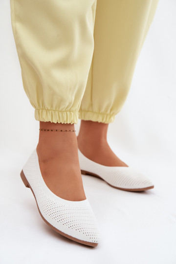 Mesh Fabric Women's Balerinas White Sarina