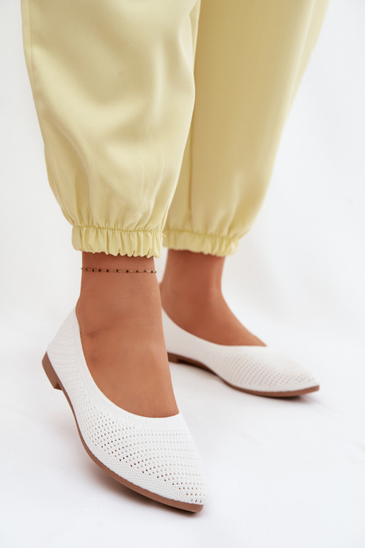 Mesh Fabric Women's Balerinas White Sarina