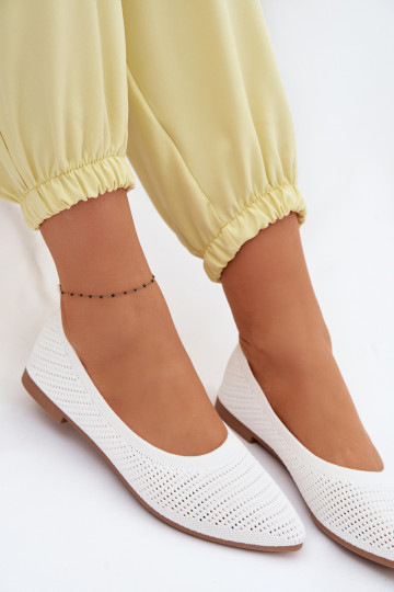 Mesh Fabric Women's Balerinas White Sarina 2