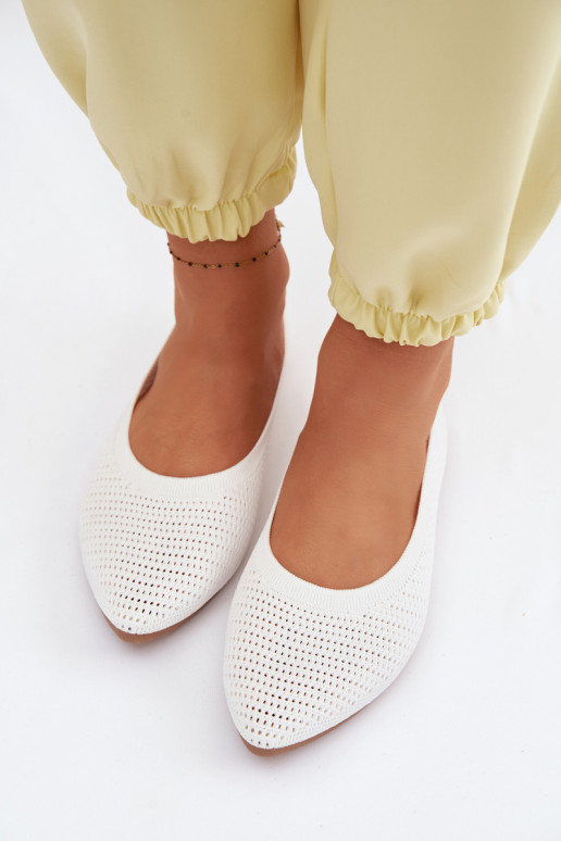 Mesh Fabric Women's Balerinas White Sarina