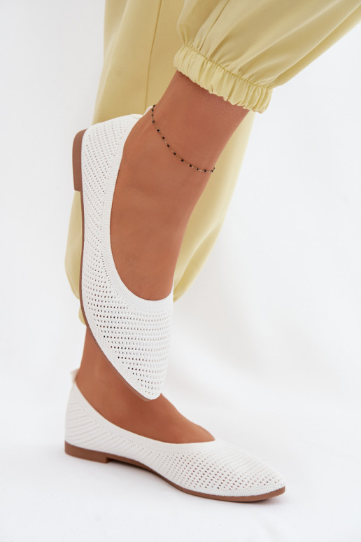 Mesh Fabric Women's Balerinas White Sarina