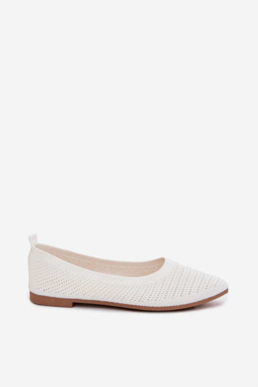 Mesh Fabric Women's Balerinas White Sarina