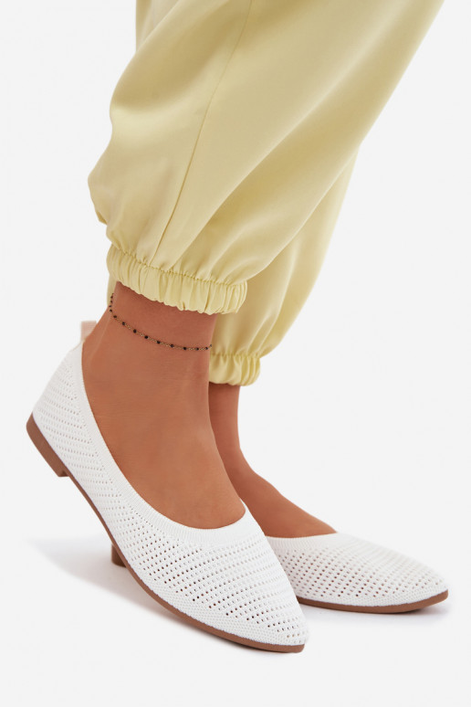 Mesh Fabric Women's Balerinas White Sarina