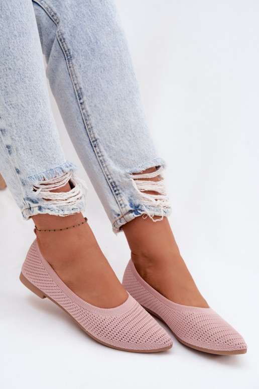 Sarina Women's Mesh Fabric Ballerinas Pink