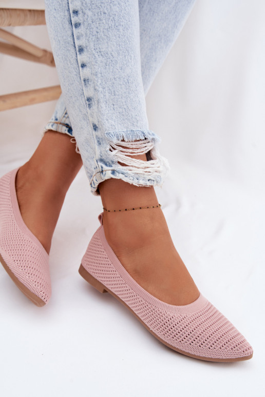 Sarina Women's Mesh Fabric Ballerinas Pink