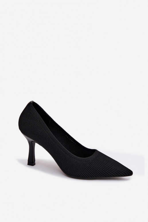 Fabric High Heels Black Pumps Lelissey