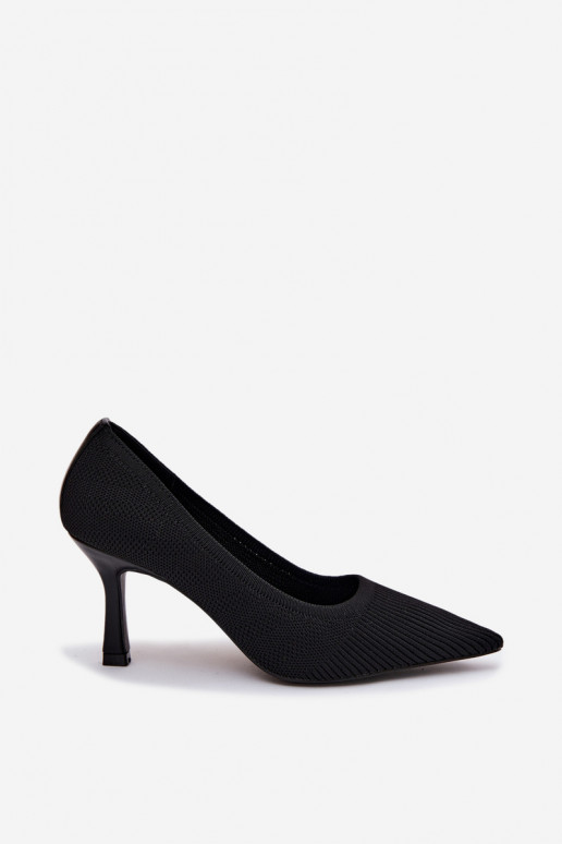 Fabric High Heels Black Pumps Lelissey