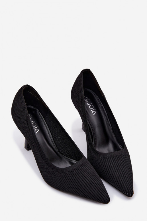 Fabric High Heels Black Pumps Lelissey