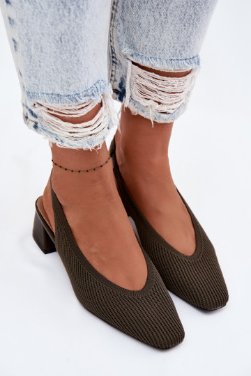 Material Women's High Heel Sandals Dark Green Marcelle