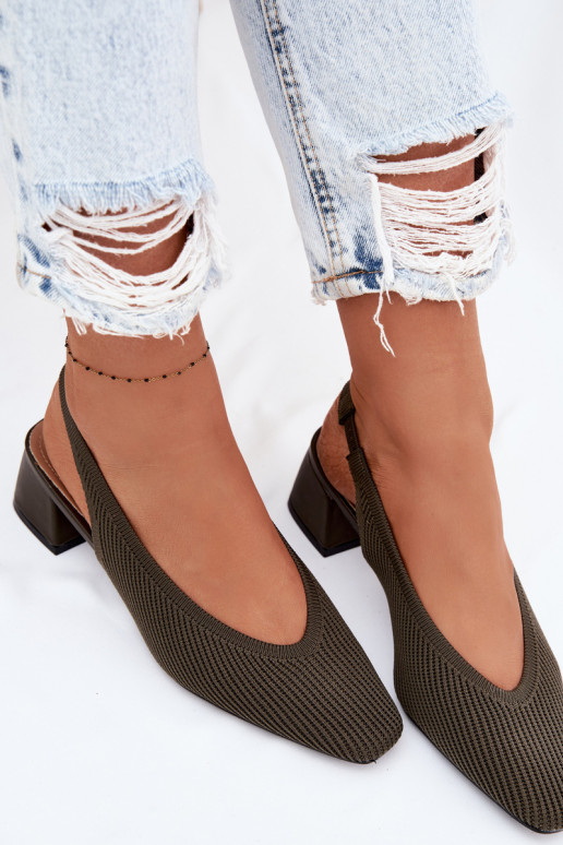 Material Women's High Heel Sandals Dark Green Marcelle