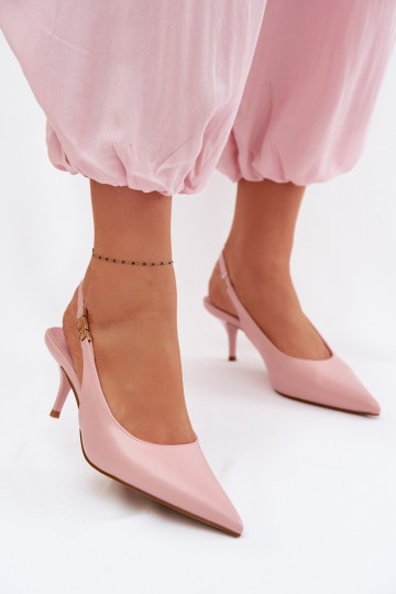 Women's Faux Leather Sandals With Heel Pink Jelissey 2