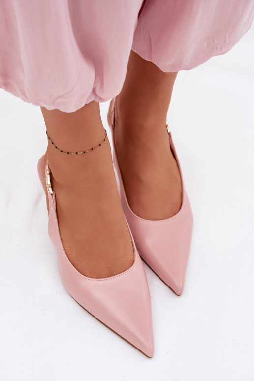 Women's Faux Leather Sandals With Heel Pink Jelissey