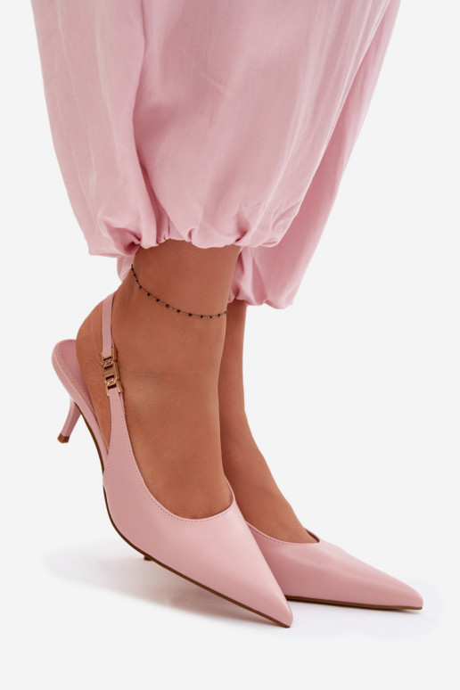 Women's Faux Leather Sandals With Heel Pink Jelissey