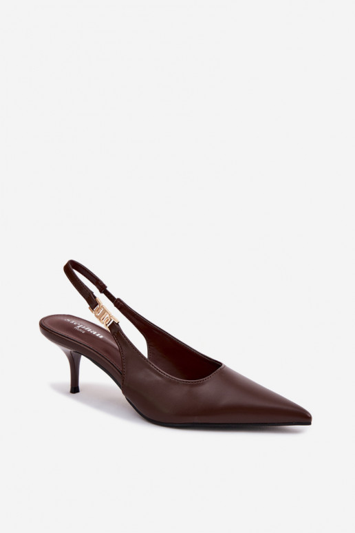 Sandały DamskiewithImitacji Skóry Na Szpilce Czekoladowe Jelissey