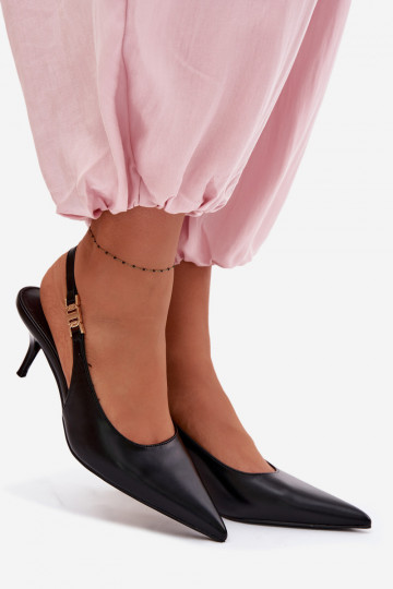 Women's Faux Leather Sandals with Heel Black Jelissey 2