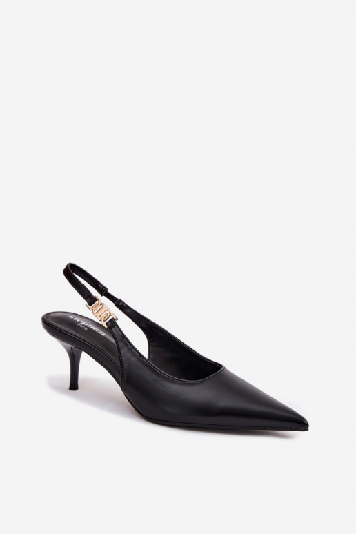 Women's Faux Leather Sandals with Heel Black Jelissey