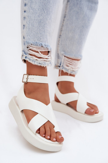 Eco Leather Sandals With Platform White Zella 2