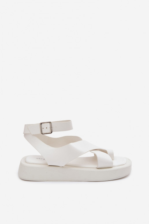 Eco Leather Sandals With Platform White Zella