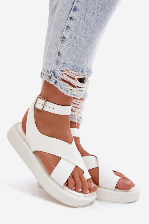 Eco Leather Sandals With Platform White Zella