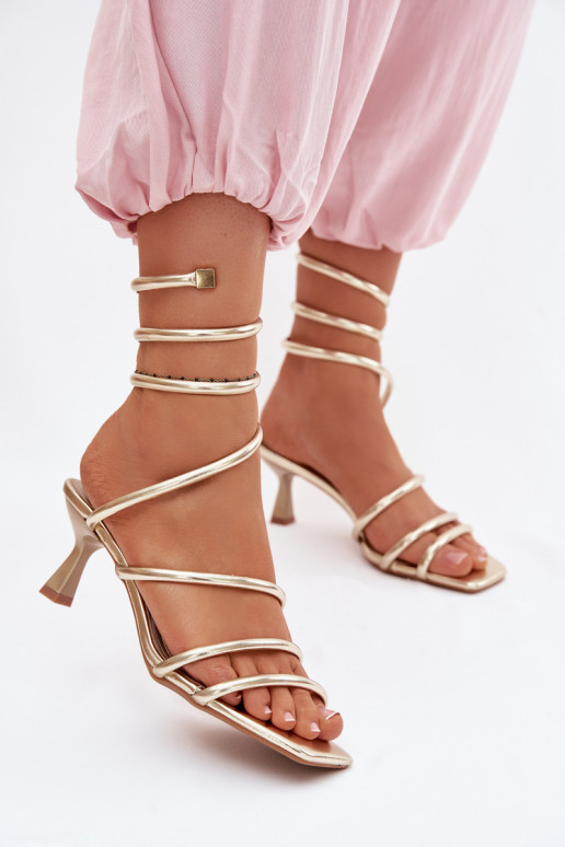 Women's Heeled Sandals With Straps Golden Samara