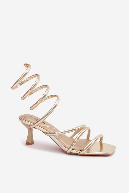 Women's Heeled Sandals With Straps Golden Samara