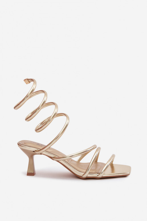 Women's Heeled Sandals With Straps Golden Samara
