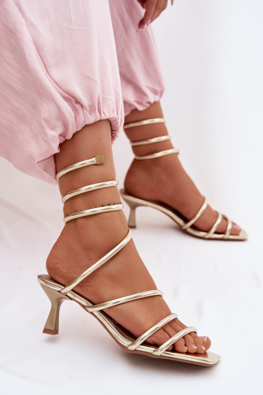 Women's Heeled Sandals With Straps Golden Samara