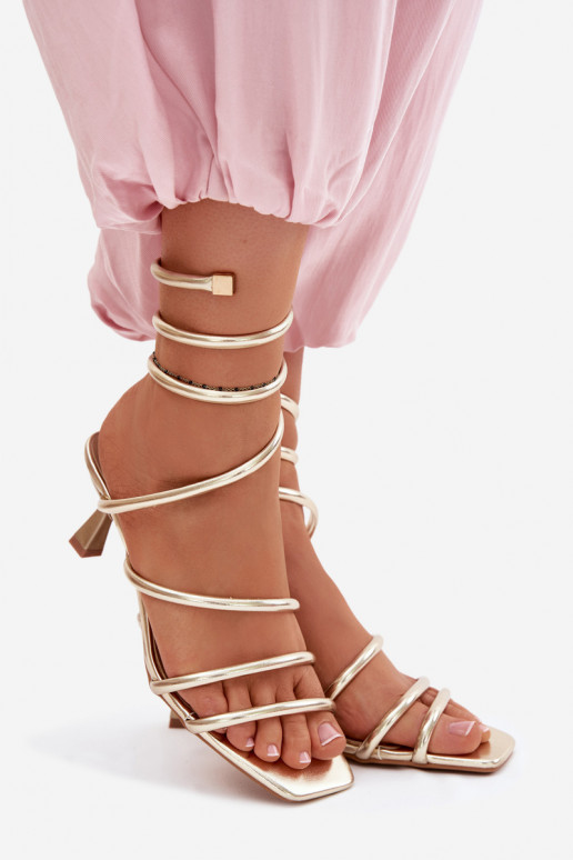 Women's Heeled Sandals With Straps Golden Samara