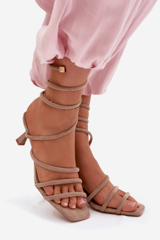 Women's High Heel Sandals With Straps Beige Samara
