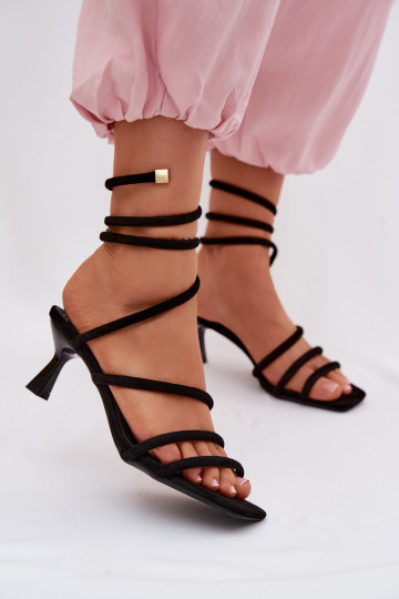 Women's High Heel Sandals With Straps Black Samara