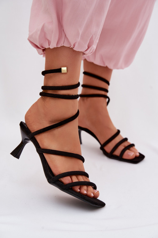 Women's High Heel Sandals With Straps Black Samara