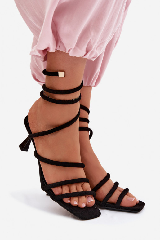 Women's High Heel Sandals With Straps Black Samara