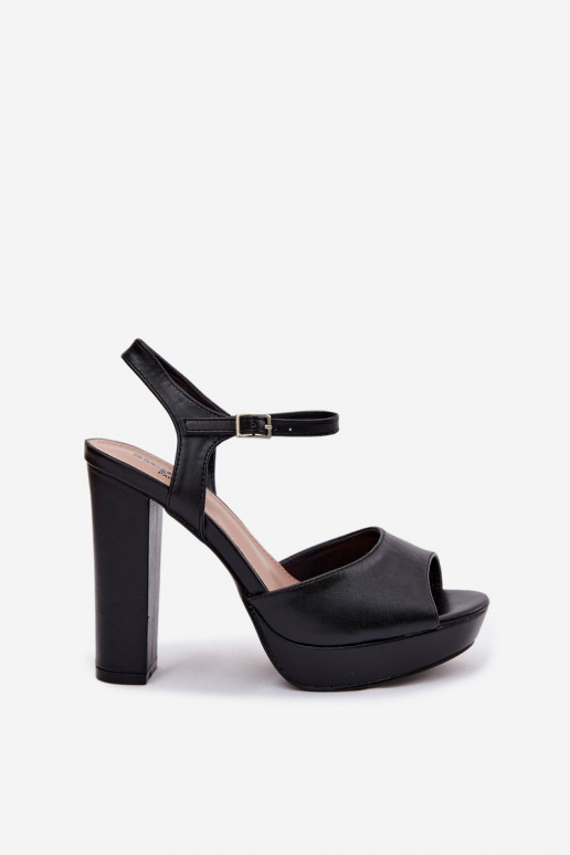 Women's High Heel Block Sandals Black Nelissey