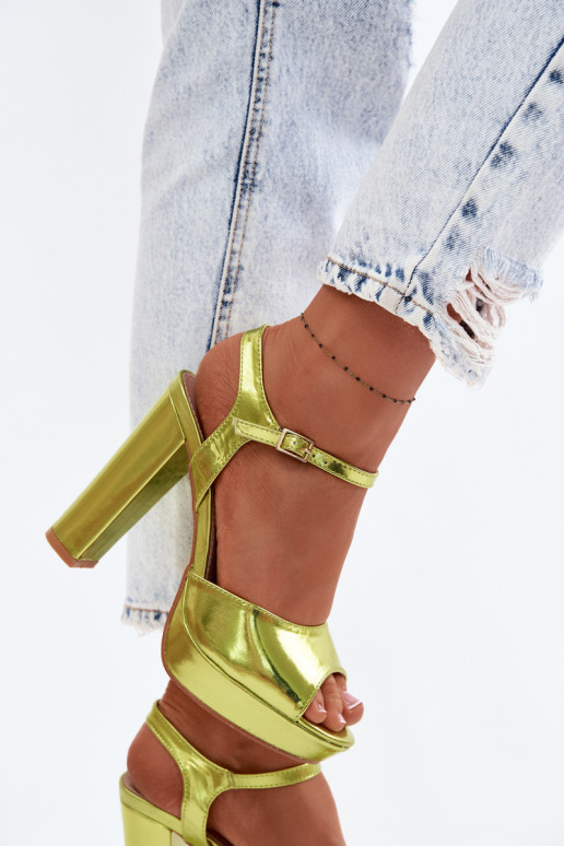 Women's High Heel Block Sandals Neon Green Nelissey