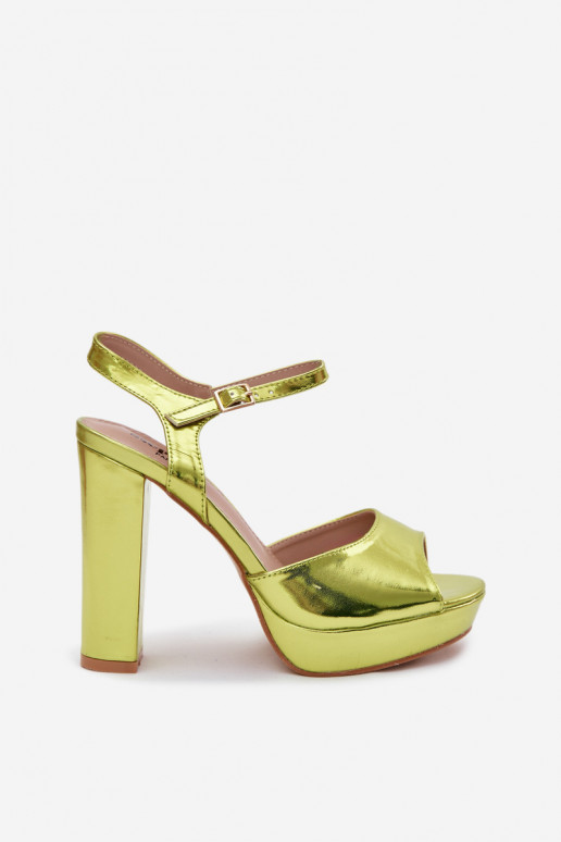 Women's High Heel Block Sandals Neon Green Nelissey