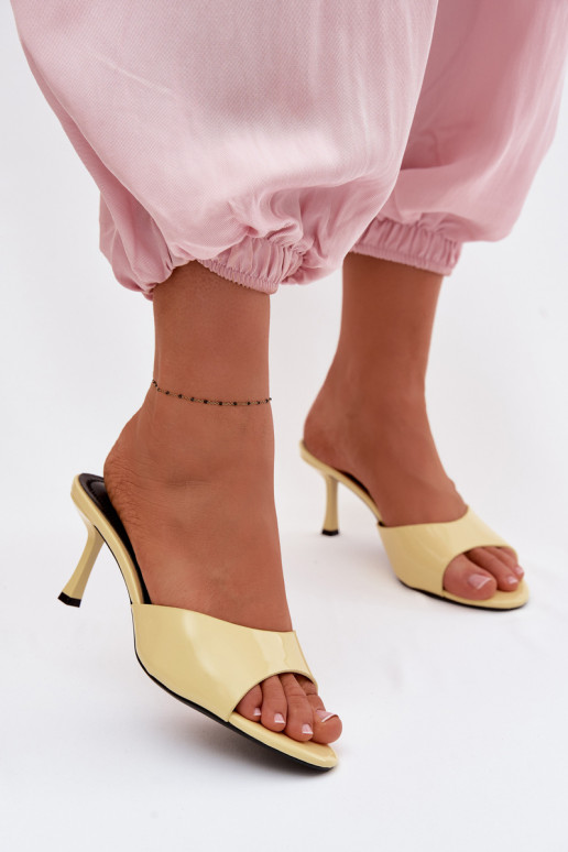 Patent Leather Slip-ons Made of Faux Leather On Heel Yellow Melissea