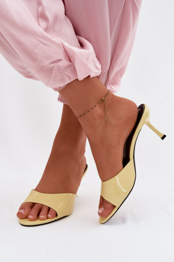 Patent Leather Slip-ons Made of Faux Leather On Heel Yellow Melissea 2