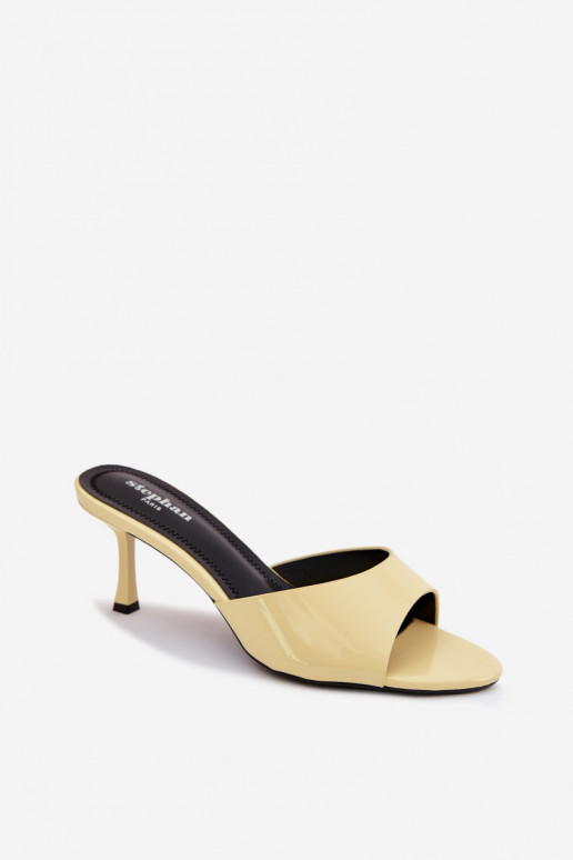 Patent Leather Slip-ons Made of Faux Leather On Heel Yellow Melissea
