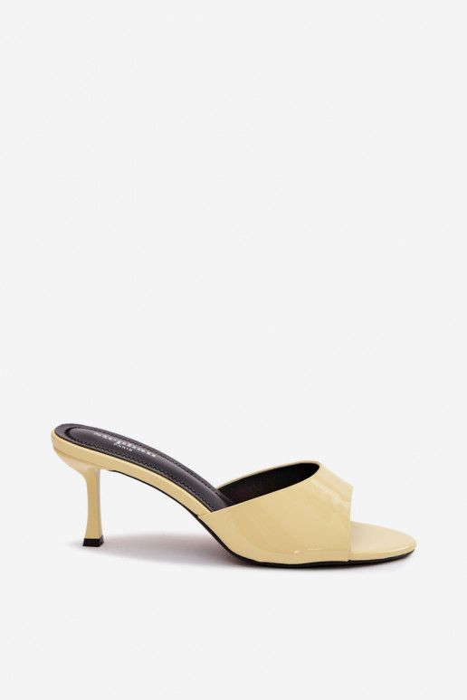 Patent Leather Slip-ons Made of Faux Leather On Heel Yellow Melissea