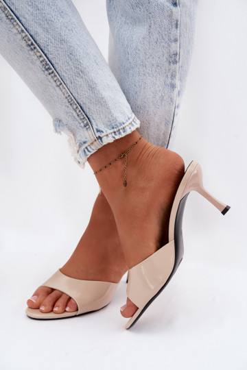 Patent Leather Imitation Leather Heeled Beige Melissea 2