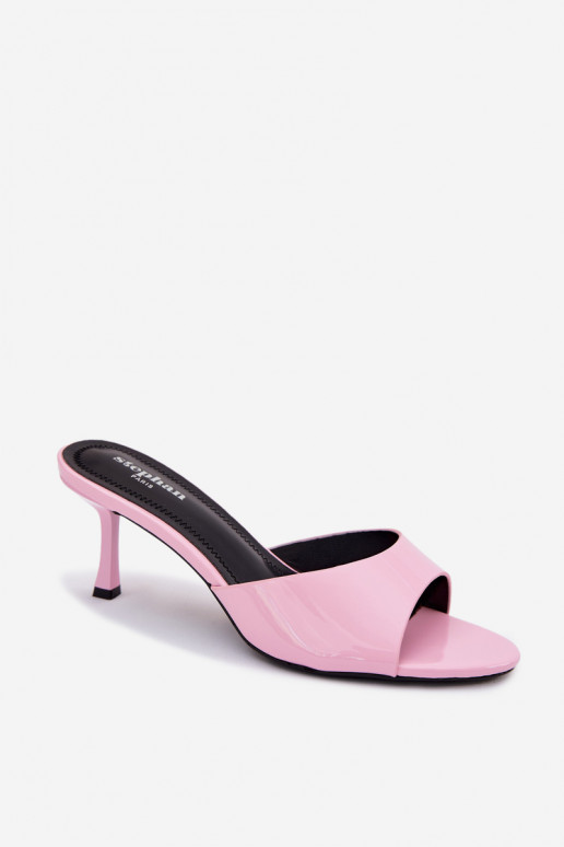 Patent Leather Imitation Leather Heeled Pink Melissea